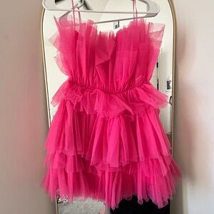 MARBLE Bright Pink Tulle Dress